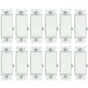 12 Pack Sunlite E509 On/Off Grounded Rocker Switch, White