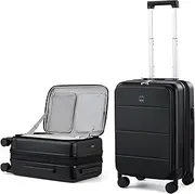 [MILADA] Top Opening 20 Inch Carry On Luggage With Spinner Wheels, Black, 20" Carry on, Expandable Front Opening Travel Luggage
