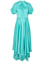 Stella Mccartney Twisted Satin Midi Dress - Aqua - 10 10