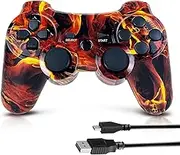 CHENGDAO Controller for PS3 Controller for PlayStation 3 High-Performance Wireless Controller with Double Vibration Motion Control, Flame
