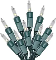 Clear Christmas Lights Green Wire, 100 Incandescent Mini String Lights Set For