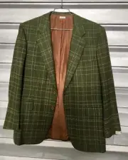 BRIONI Vintage Palatino Green Plaid Wool Sport Coat Blazer Jacket RARE!!