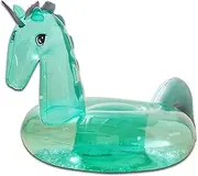 Thickened Inflatable Mounts, Sequins Transparent Green Swimming Ring, Inflatable Pool Float for Swimming Pool Party Decorations LWX