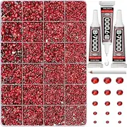 Resin Rhinestones in Bulk (Red), Bedazzling Flatback Crystals for Crafts DIY Nail Decoration, Gems Charms for Tumbler Shoes Clothing Fabric with Pickup Pen and Tweezers