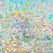 Mikomer 3D Decorative Window FilmClear Glass FilmRainbow Effect Door Window DecorationStatic Cling/Vinyl/Heat Control/Anti UV for KitchenDining RoomBedroomLiving room17.5In. by 78.7In.