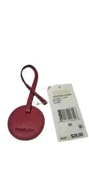 Michael Kors Monogram Charms Cherry MD Circle Leather Keychain NWT
