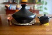 Clay Tagine for Cooking | Unglazed 11.5”x 8” Black Clay Tajine Pot