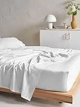 Linen House 500TC Cotton Sateen Flat Sheet, King, White