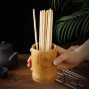 Chinese Bamboo Chopsticks Holder Embossed Multifunctional Pencil Case Restaurant