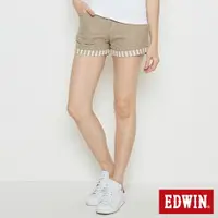 在飛比找樂天市場購物網優惠-EDWIN MISS 503反摺條紋棉麻短褲-女款 淺卡其
