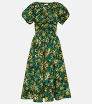 [Ulla Johnson] Ulla Johnson Cecile floral cotton poplin midi dress AU 10 multicoloured