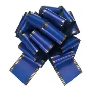 12 Inch Giant Large Pull Bow Big Metallic Car Bows Ribbon with Gold Edge, Blue