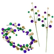 Mardi Gras Round Ball Ornaments Garland with 2 Matching Sprays