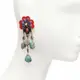 [二手] ETRO red blue enamel flower drop stone gold drop clip on earrings pair