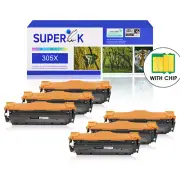 6PCS CE410X Black Toner Cartridge 305X for HP LaserJet MFP M375nw M451dn