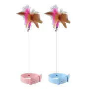 Funny Cat Stick Retractable Cat Feather Toys With Collar Pet Companion Standard