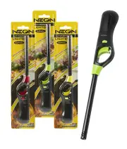 3 X Neon Multi-purpose Refillable Lighters Grill Gas Stove BBQ (Random Colors)