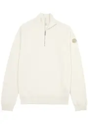 Moncler Half-zip Cotton-blend Jumper - Cream - Xxxl XXXL