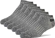 [FUN TOES] Men's Merino Wool Low Cut Socks - Strong Arch Support - Cushioned Bottom - Ideal for Hiking Trekking- 6 Pairs