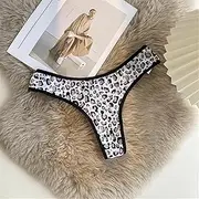 [FARZAH] Women Panties Female Underwear 3Pcs/Set Low Cut Ultra Thin Thong Women Seamless T-Shaped Panties Girls Bikini G-String Solid Leopard Underwear(Gray Panther 1pc,M)
