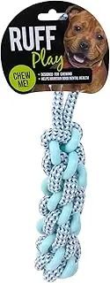 Ruff Play TPR/Rope Dental Tug Dog Toy, Large, Blue - Teething Toys, Durable Dog Chew Toys, Rubber Chew Toys, Dog Rope Toy for Teeth Cleaning, Aids Dog's Dental Health