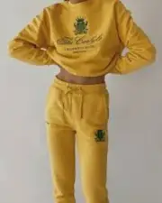 $496 NEW FRAME The Carlyle HOTEL 2 PC Sweatpants + Sweatshirt Daffodil Yellow XS