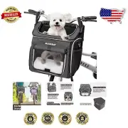 Expandable Dog Bike Carrier with Reflective Tapes - Safe & Stylish in Black