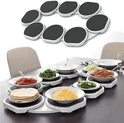 Lazy Susan Turntable for Dining Table, 360° Rotating Food Serving Turntable, Turntable Expandable Desktop Rotating Storage Rack for Party Dining Catering Gatherings, Rectangular Oblong Table (8 Dish)