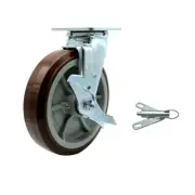 8 Inch SS Polyurethane Caster with Ball Bearing and Brake/Swivel Lock SCC