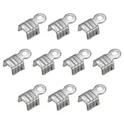 400Pcs Fold Over Cord Ends, 3x6mm Terminators Crimp End Tips Metallic Black