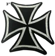 Maltese Iron Cross Embroidered Patch Motorcycle Biker Hook & Loop Applique MC