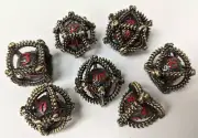Metal 7 pc - Dragon Egg - Dice Set Polyhedral d20 Gold Black Red