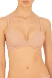 Natori Lush Demi Lace Contour Bra 32D $76 Rose Beige/Warm White