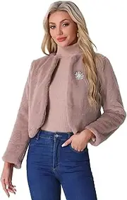 [Allegra K] Winter Bolero for Women's Open Front Faux Fur Bolero Shrug