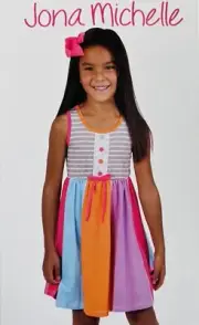 Jona Michelle Rainbow Girls Dress Sleeveless Casual Summer Multicolor variation