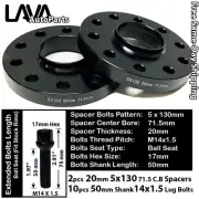 2PC 20MM THICK 5X130 71.5MM C.B WHEEL SPACER+14X1.5 BOLT FIT AUDI VW PORSCHE (for: Audi)