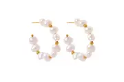 ORO BELLE Alure Hooped Natural Pearl Earrings