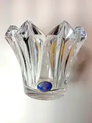 Candle Holder Vase Lead Crystal Glass Chez Republic Bohemia Votive Geometric