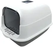Durable Candy Color Pets Enclosed Cat Litter Box Kitty Trainning Anti Splash Easy Clean Toilet Tray (Grey)