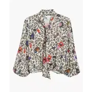 Ted Baker Chiara Wilderness Tie Neck Blouse Shirt Size 2 US 4-6 Animal Print NEW