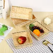 Natural Color Wicker Bread Basket Square Bamboo Basket Home Shop Display