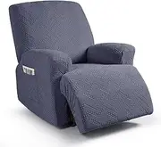 Ruaozz Stretch Recliner Chair Cover 3-Pieces Recliner Covers for Recliner Chair with Pockets Soft Jacquard Reclining Chair Cover Sofa Slipcovers with Elastic Straps Bottom (1 Seater, Grey)