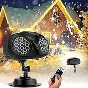Christmas Snowfall Projector Lights Outdoor/Indoor with Remote Control, Dynamic Owl Shape Rotating Snowfall LED Landscape Spotlight Lighting for Xmas Wedding Party Home Garden, Waterproof