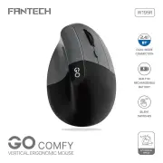 Fantech GO Comfy W195R Vertical Ergonomic Wireless Mouse (Grey)
