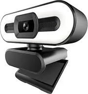 1080P Webcam Full HD Web Camera Built in Adjustable Ring Light Fixed Focus Optical Lens Microphone USB Computer Camera Plug and Play for PC Desktop Laptop Video Calling Conferencing Live Streaming