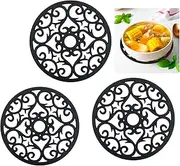 3Pcs Silicone Trivet Mat Set, Insulated Non-Slip Kitchen Counter & Table Pads for Hot Dishes, Pots, and Pans