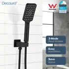 Decaura Hand Held Shower Head Set 3-Mode Shower Handset Square Matte Black