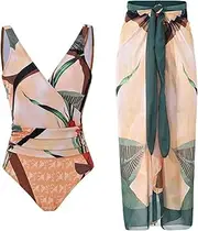 [PLUVO] Retro Bathing Suits Women,Tummy Control Beach Swimsuit - Swimsuit Beach Dress Women Sexy for Tummy Control and Vintage Flower Set