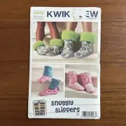 NEW Kwik Sew 3926 Adult Child Slippers Sewing Pattern XS-XL Uncut Boots Cuffs