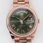 2024 New Rolex 228345RBR Day-Date 40 18k Rose Gold Olive Diamond Dial Mens Watch